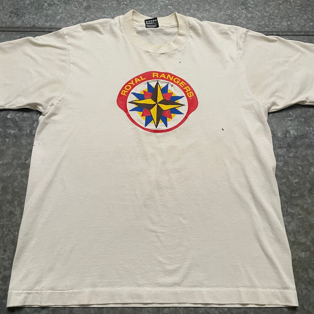 Vintage Royal Rangers Single Stitch Tee Shirt Large USA Outdoor Christian Jesus